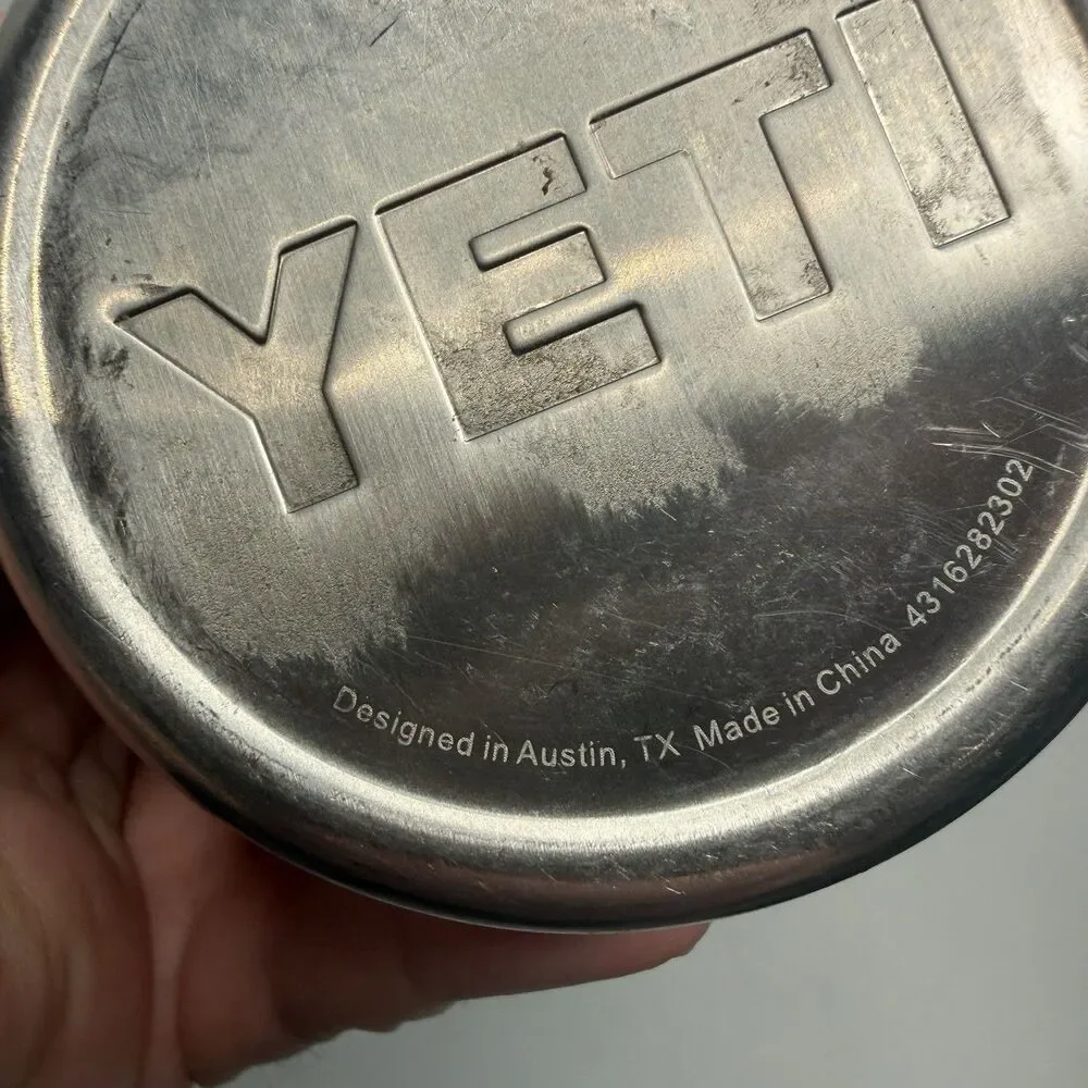 Yeti 40 oz Stainless Steel Tumbler Dad's Drink Hands Off Travel Mug Straw EUC